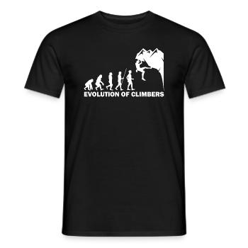 Evolution of climbers Bouldering - Men's T-Shirt - black - Front - AI Model Male 178 light (178cm)