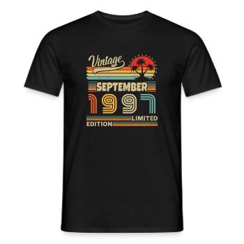 September 1997 Retro Vintage Geburtstagsgeschenk - Männer T-Shirt - Schwarz - Vorne - AI Model Male 178 light (178cm)