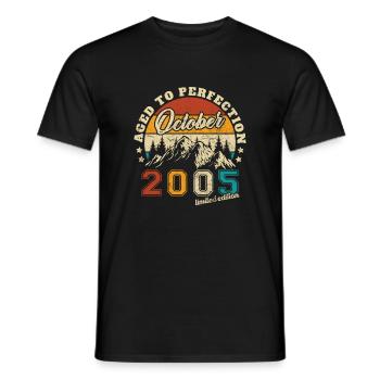 October 2005 Vintage Retro Anniversary 2005 - Men's T-Shirt - black - Front - AI Model Male 178 light (178cm)
