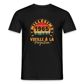 Vintage 1965, Vintage 1965 Birthday Gift - Men's T-Shirt - black - Front - AI Model Male 178 light (178cm)
