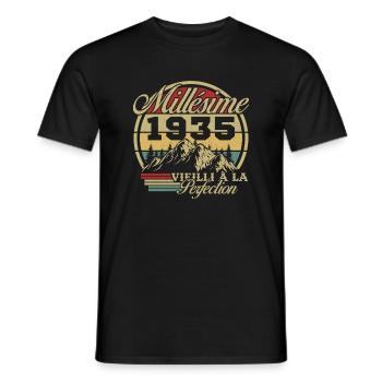 Vintage 1935 Vintage Anniversary Gift - Men's T-Shirt - black - Front - AI Model Male 178 light (178cm)