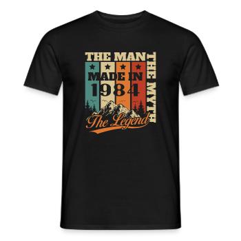 Vinatge 1984 Cadeau d’anniversaire - T-shirt homme - noir - Devant - AI Model Male 178 light (178cm)
