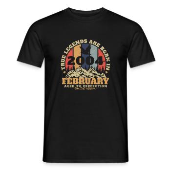 Février 2004 Vintage Anniversaire 2004 Cadeau - T-shirt homme - noir - Devant - AI Model Male 178 light (178cm)