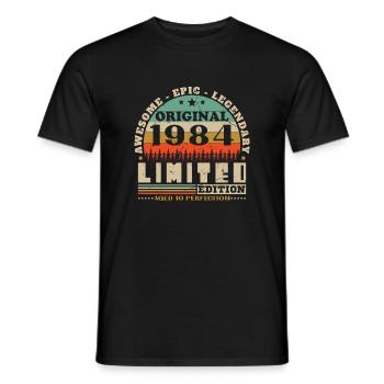 Vinatge 1984 Cadeau d’anniversaire - T-shirt homme - noir - Devant - AI Model Male 178 light (178cm)