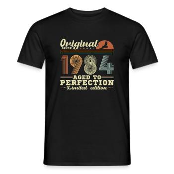 Vinatge 1984 Cadeau d’anniversaire - T-shirt homme - noir - Devant - AI Model Male 178 light (178cm)