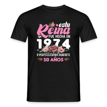 Cadeau d’anniversaire 50 ans femme Fabriqué en 1974 - T-shirt homme - noir - Devant - AI Model Male 178 light (178cm)