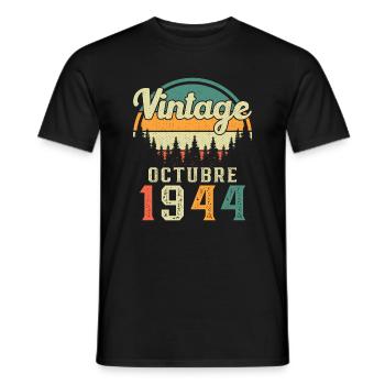 October 1944 Vinatge 1944 Birthday Gift - Men's T-Shirt - black - Front - AI Model Male 178 light (178cm)