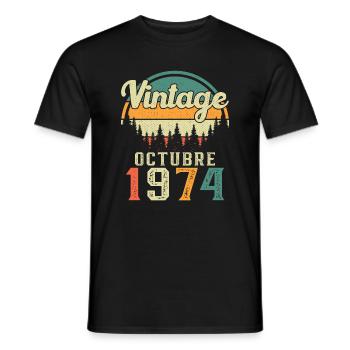 Oktober 1974 Vinatge 1974 Geburtstagsgeschenk - Männer T-Shirt - Schwarz - Vorne - AI Model Male 178 light (178cm)