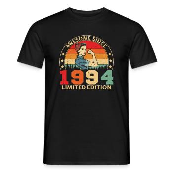 1994 Geburtstag Frau Limited Edition Vintage - Männer T-Shirt - Schwarz - Vorne - AI Model Male 178 light (178cm)
