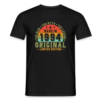 Vinatge 1994 Cadeau d’anniversaire - T-shirt homme - noir - Devant - AI Model Male 178 light (178cm)