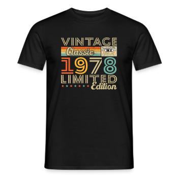 Cadeau d'anniversaire Vinatge 1978 - T-shirt homme - noir - Devant - AI Model Male 178 light (178cm)