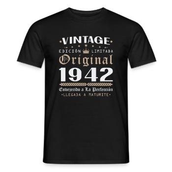 Cadeau d'anniversaire Vinatge 1942 - T-shirt homme - noir - Devant - AI Model Male 178 light (178cm)