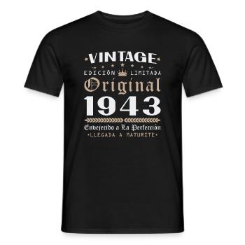 Cadeau d'anniversaire Vinatge 1943 - T-shirt homme - noir - Devant - AI Model Male 178 light (178cm)