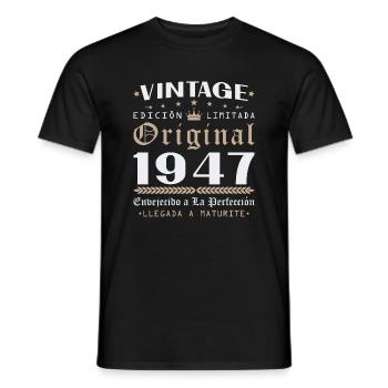 Vinatge 1947 Cadeau d'anniversaire - T-shirt homme - noir - Devant - AI Model Male 178 light (178cm)