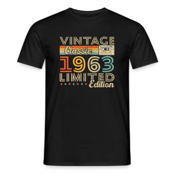 Vinatge 1963 Cadeau d'anniversaire - T-shirt homme - noir - Devant - AI Model Male 178 light (178cm)