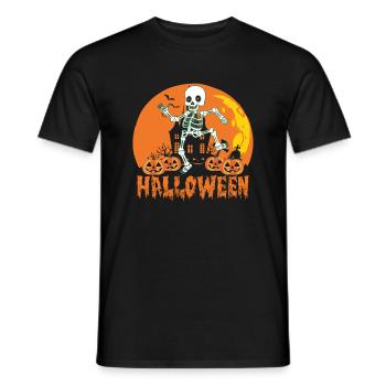 Citrouilles et squelette d’Halloween Joyeux Halloween - T-shirt homme - noir - Devant - AI Model Male 178 light (178cm)