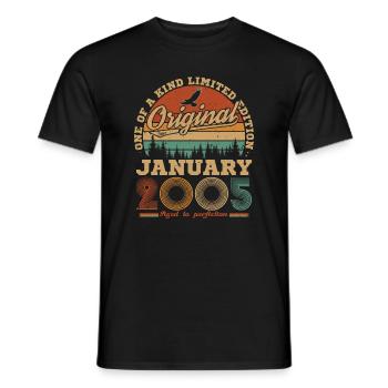 20 Years Birthday Gift Born In January 2005 - Men's T-Shirt - black - Front - AI Model Male 178 light (178cm)