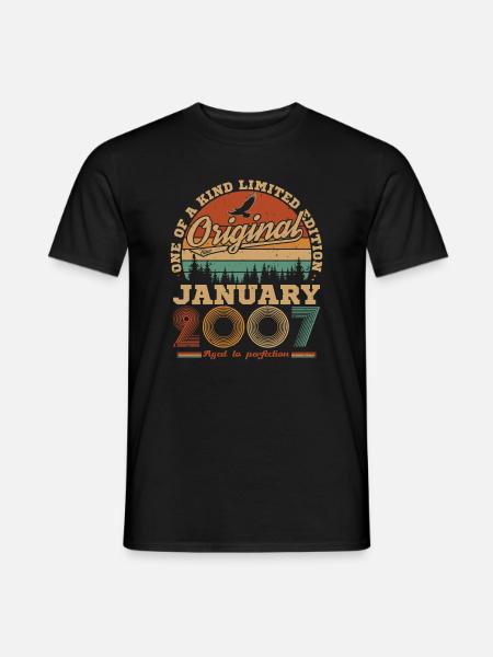 18 Jahre altes Geburtstagsgeschenk, geboren im Januar 2007 - Männer T-Shirt - Schwarz