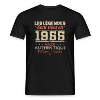 Les Légendes Sont Nées En 1955 Vintage - T-shirt homme - noir - Devant - AI Model Male 178 light (178cm)