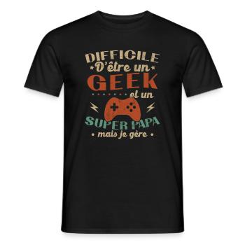A geek and a great dad - Men's T-Shirt - black - Front - AI Model Male 178 light (178cm)