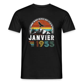Cadeau D'anniversaire Nées En Janvier 1955 - T-shirt homme - noir - Devant - AI Model Male 178 light (178cm)