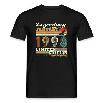 Cadeau D'anniversaire Nées En Janvier 1998 - T-shirt homme - noir - Devant - AI Model Male 178 light (178cm)