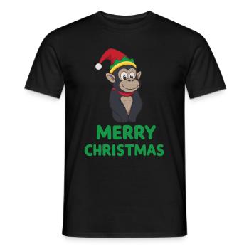 Singe de Noël mignon - T-shirt homme - noir - Devant - AI Model Male 178 light (178cm)