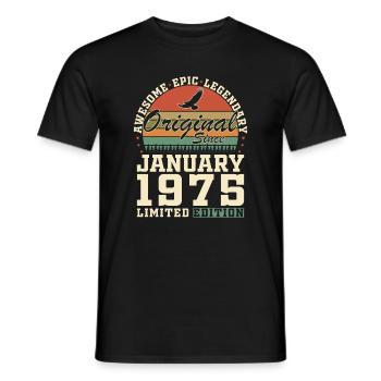 50 Years January 1975 Vintage Birthday Gift - Men's T-Shirt - black - Front - AI Model Male 178 light (178cm)