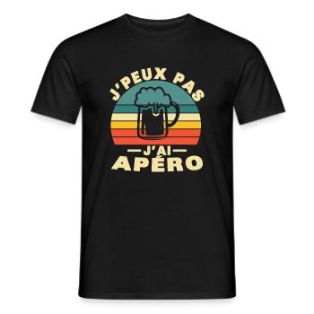 J'Peux Pas J'Ai Apéro Vintage Cadeau Humour - T-shirt homme - noir - Devant - AI Model Male 178 light (178cm)