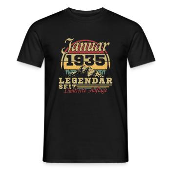 90 ans Gift Né en janvier 1935 - T-shirt homme - noir - Devant - AI Model Male 178 light (178cm)