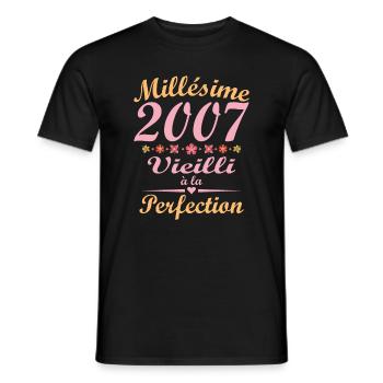 Millésime 2007 Femme Vintage Cadeau d’anniversaire - T-shirt homme - noir - Devant - AI Model Male 178 light (178cm)