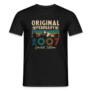 Février 2007 Vintage Anniversaire 2007 Cadeau - T-shirt homme - noir - Devant - AI Model Male 178 light (178cm)