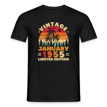 Cadeau D'anniversaire Nées En Janvier 1955 - T-shirt homme - noir - Devant - AI Model Male 178 light (178cm)