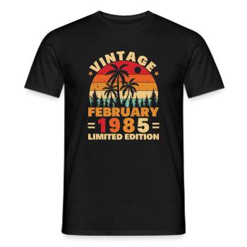 Février 1985 Vintage Anniversaire 1985 Cadeau - T-shirt homme - noir - Devant - AI Model Male 178 light (178cm)
