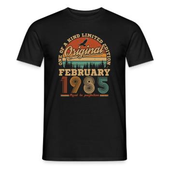Février 1985 Vintage Anniversaire 1985 Cadeau - T-shirt homme - noir - Devant - AI Model Male 178 light (178cm)