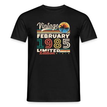 Février 1985 Vintage Anniversaire 1985 Cadeau - T-shirt homme - noir - Devant - AI Model Male 178 light (178cm)