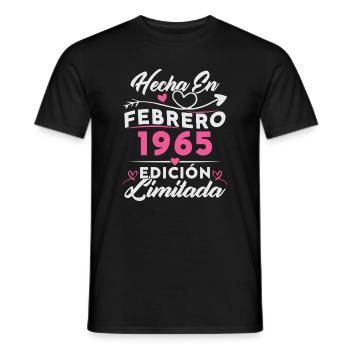 60th Birthday Woman 60 Years Made In 1965 February - Men's T-Shirt - black - Front - AI Model Male 178 light (178cm)