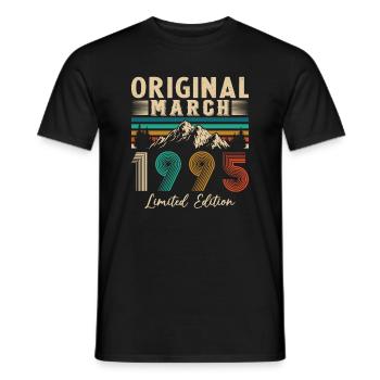 March 1995 Vintage Birthday Gift - Men's T-Shirt - black - Front - AI Model Male 178 light (178cm)