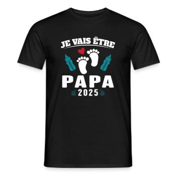 Mann Papa wird 2025 Geschenk - Männer T-Shirt - Schwarz - Vorne - AI Model Male 178 light (178cm)