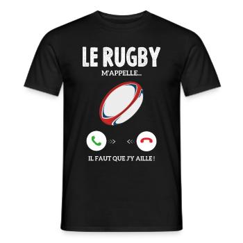 Le Rugby M'appelle Il Faut Que J'y Aille - T-shirt homme - noir - Devant - AI Model Male 178 light (178cm)