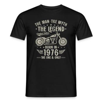 1976 Vintage Man Myth Legend Motorcykel - T-shirt herr - svart - Fram - AI Model Male 178 light (178cm)