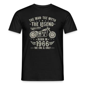 1966 Vintage homme mythe légende moto - T-shirt homme - noir - Devant - AI Model Male 178 light (178cm)