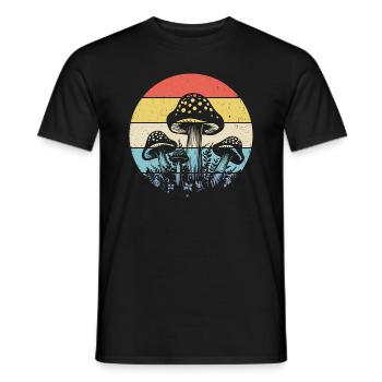 Vintage Retro Pilze 80er 90er Jahre Pilzliebhaber - Männer T-Shirt - Schwarz - Vorne - AI Model Male 178 light (178cm)