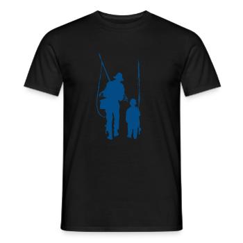 Father and son fishing. Fish - Men's T-Shirt - black - Front - AI Model Male 178 light (178cm)