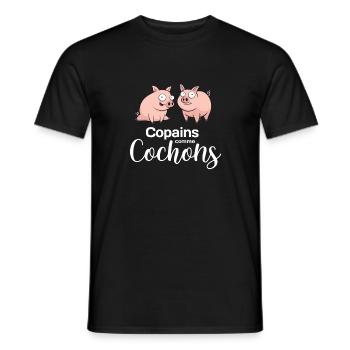Copains comme cochons - T-shirt homme - noir - Devant - AI Model Male 178 light (178cm)