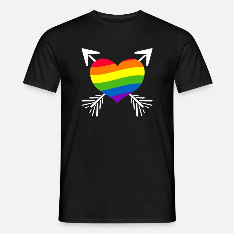 Regenbogen Herz Pfeil - Männer T-Shirt - Schwarz