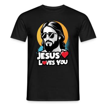 Jésus t’aime - Cooles Jesus Design - T-shirt homme - noir - Devant - AI Model Male 178 light (178cm)
