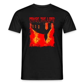 Burning Church - praise the lord - Men's T-Shirt - black - Front - AI Model Male 178 light (178cm)