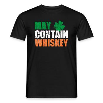 May Contain Whiskey I Funny Clover Leaf St Patrick - Männer T-Shirt - Schwarz - Vorne - AI Model Male 178 light (178cm)