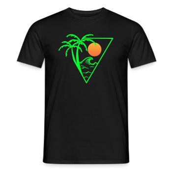 Sommerstimmung - Sonnenuntergang, Palmen und das Meer - Männer T-Shirt - Schwarz - Vorne - AI Model Male 178 light (178cm)